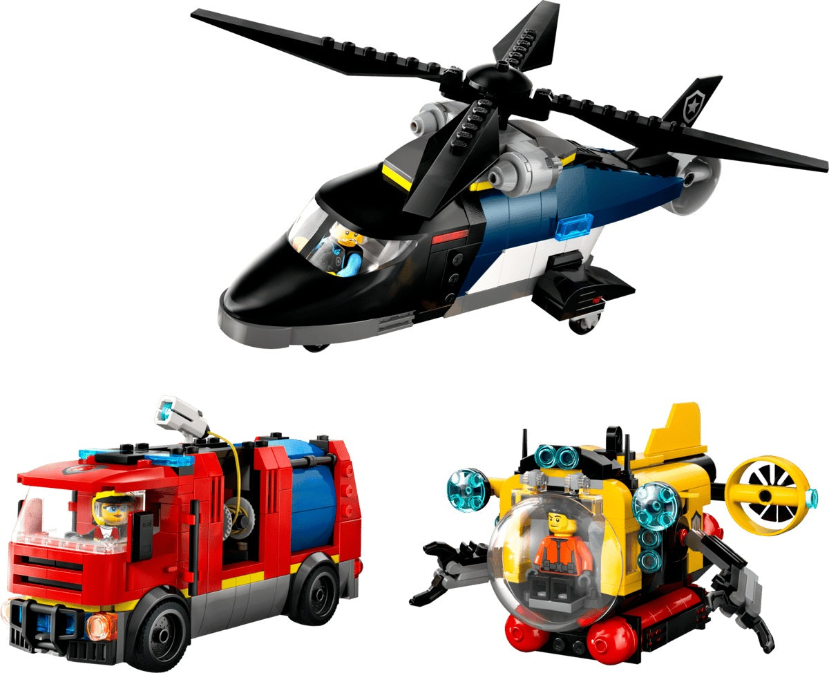Lego City 60462 Helikopter, brandweerauto en onderzeeër remix