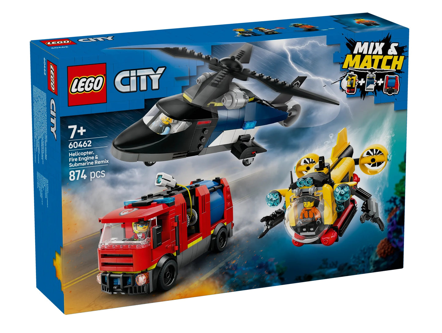 Lego City 60462 Helikopter, brandweerauto en onderzeeër remix